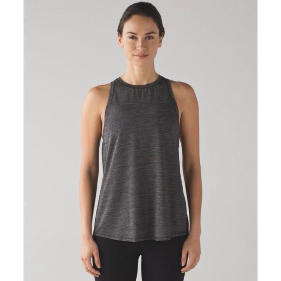 Lululemon Hot Like Agni Racerback Tank Tie Back Heathered Black - Picture 2 of 10